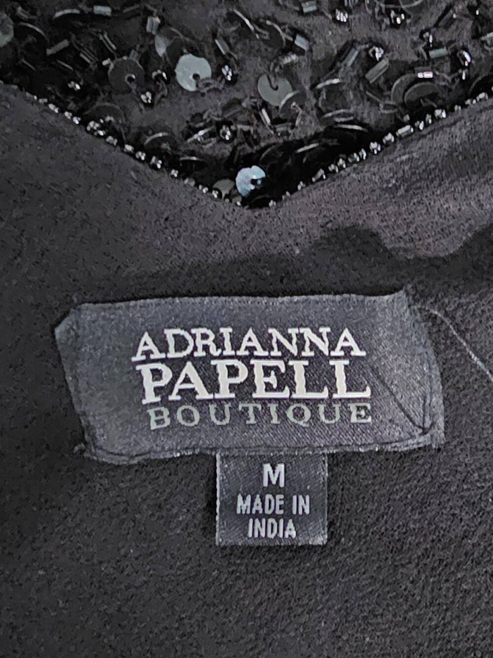 Adrianna Papell Boutique Black Sequin Silk Top – Size M - Picture 5 of 7